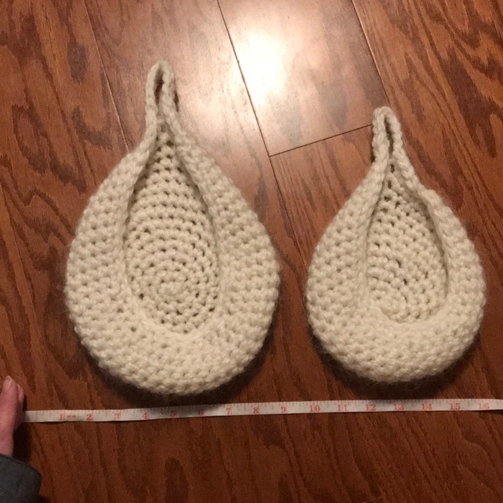 Handmade Cream Crochet Hanging Baskets